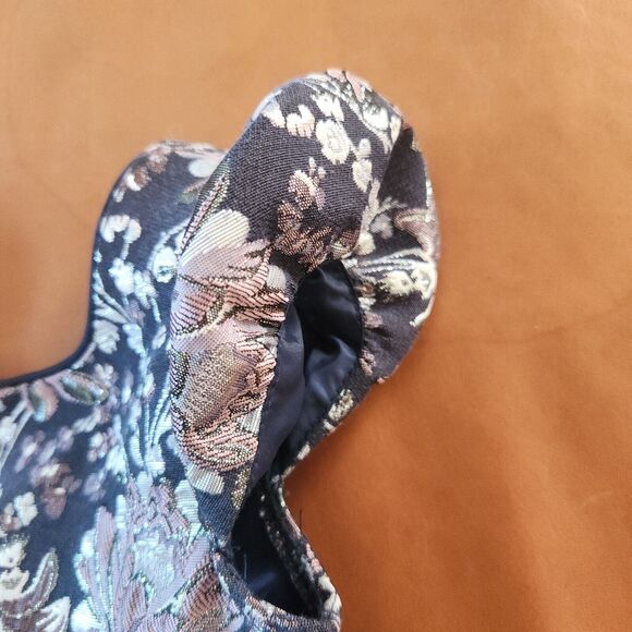 Bonnie Jean Girls Dress 3T Navy Pink Brocade Holiday Christmas Outfit - Picture 6 of 14